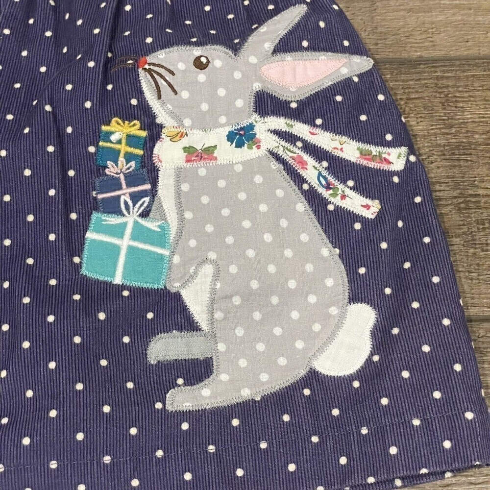 Mini Boden Blue Holiday Gifting Rabbit Applique Corduroy Jumper Dress 3-6 Months - Picture 3 of 10